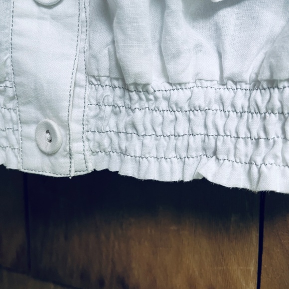 Rare Anthropologie Ryu Linen & Cotton Gathered Collar White Short Jacket Size S - Picture 7 of 14